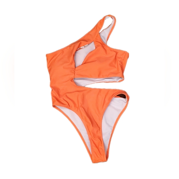 Orange cut-out assymetrical swim suit - Picture 2 of 2